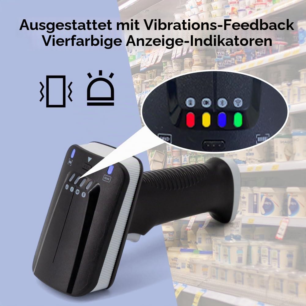 YANZEO SR290 UHF RFID Leser Handheld Terminal Barcode Scanner 1D/2D QR Barcode-Leser Bluetooth 2.4 GHz+Kabel USB Barcode Lesegerät für Schmuck/Bekleidung/Schuhgeschäft, Supermarkt, Lagerhaus