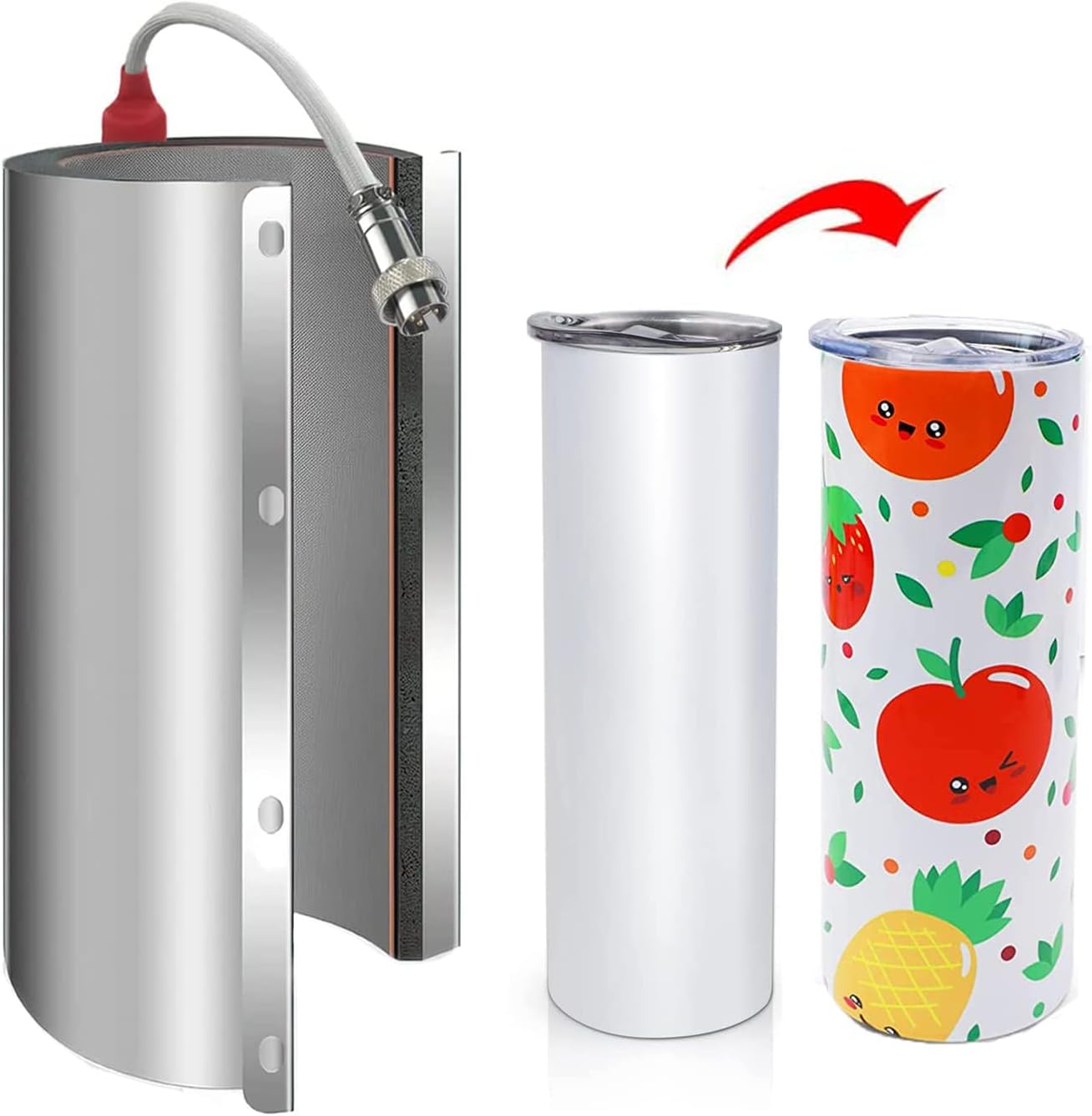 30oz 110V Tumbler Heat Press Attachment, Sublimation Mug Cups Heat Transfer Machine Attachment, Apply to DIY Mug,Tumbler,Cup,Glass Cup Printing(Male Plug)