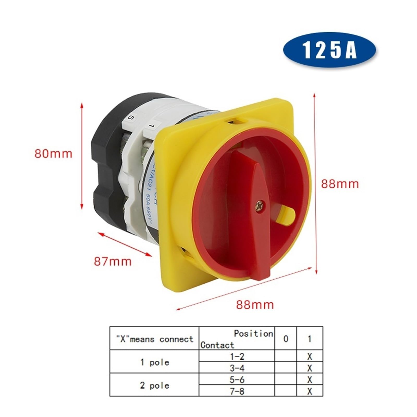 20/25/32/50/75/125A Two Poles Rotary Cam Switch YMZ12 Series Padlock Power Cut Off electronic starter Control Off-ON Silver LW31(125A) Controls Switches