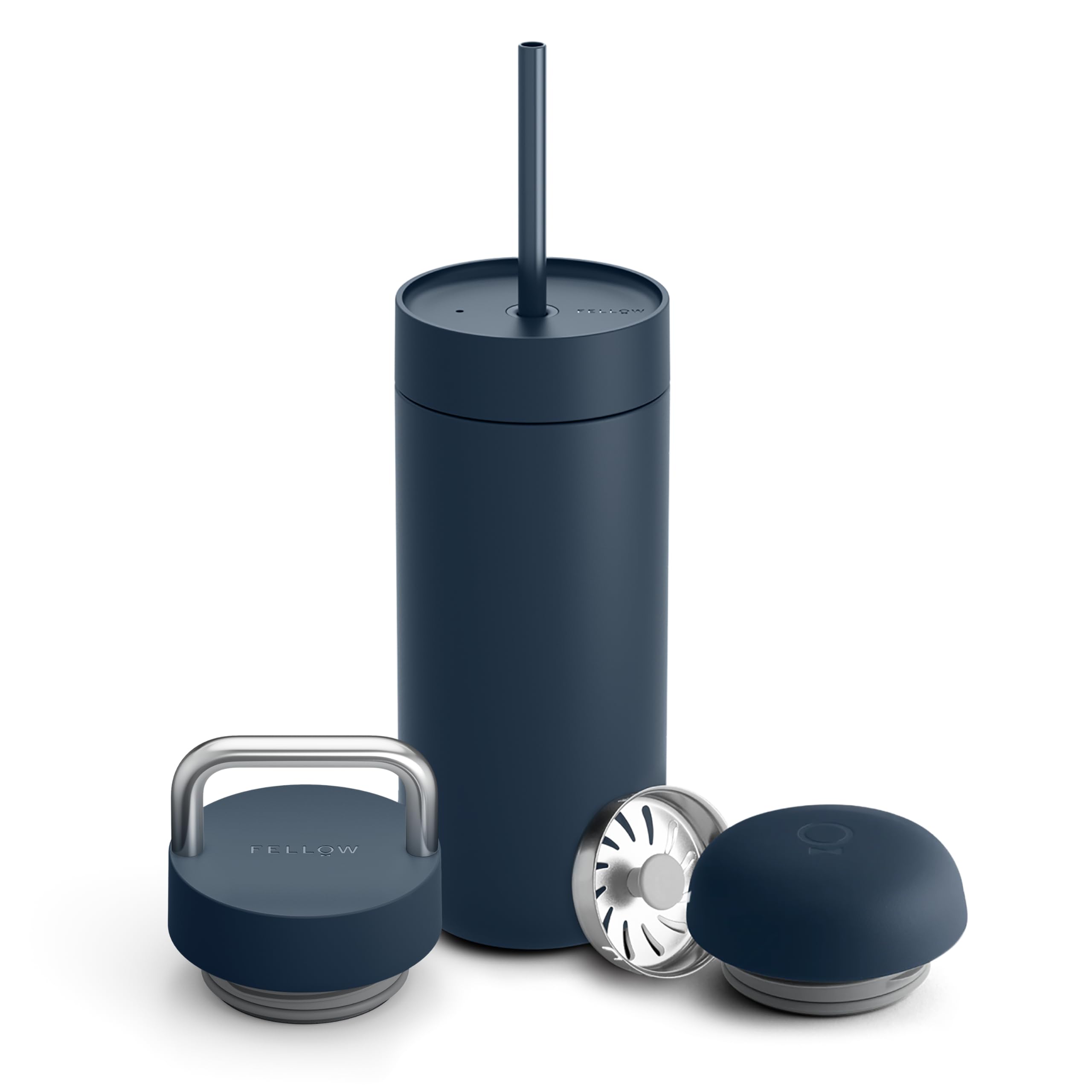 16 oz Carter Bundle (3 in 1) Travel Mug with Carry Handle, Move & Cold Lids with Straw - to-Go Coffee Tumbler, Ceramic Interior & Vacuum-Insulated Stainless Steel - Coffee Cups-Stone Blue