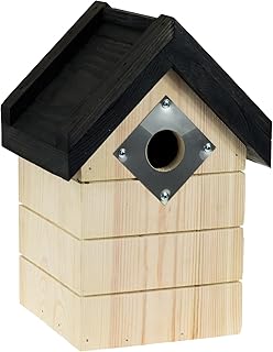 Nesting Box Natural for Blue Tits and Small Tits Species Made of Wood Weatherproof Bird House for Tits, Nesting Aid with 32 mm Entrance Hole Bird House Tit Box Nesting Cave