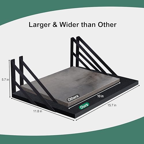 Miniatura 3 de 2 piezas de estantes flotantes profundos estantes colgantes montados en la pared de 30 centímetros de profundidad para decoración de sala de estar,