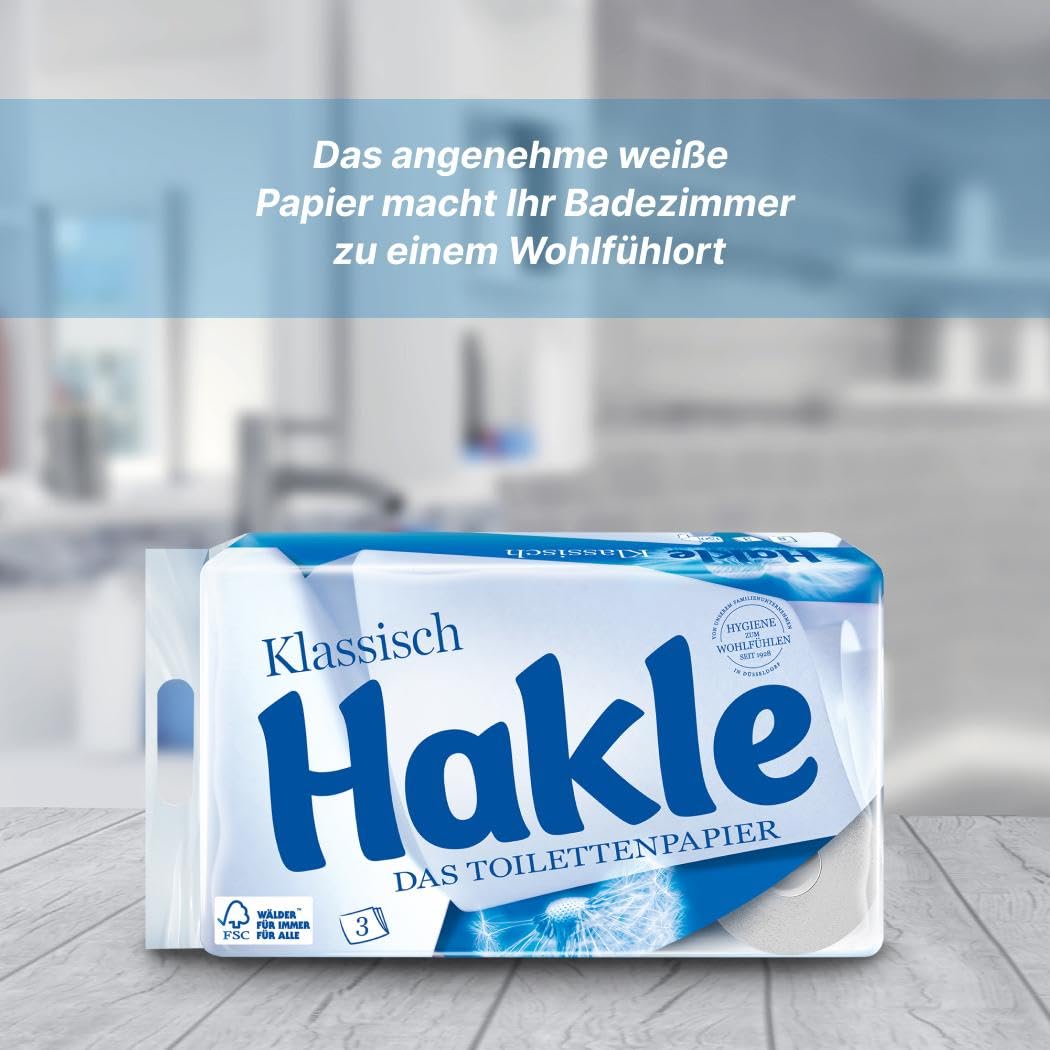 Hakle Klassisch Toilettenpapier – 80 Rollen, Die Sanfte Reinigung und Pflege für Wohlbefinden