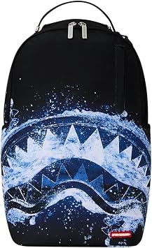 Sprayground Wavebreaker Shark Backpack, 18 x 6 x 11.5 Inches, 900D Polyester with Gold Zippers, Velour Laptop Compartment, Ergonomic Mesh Back Padding