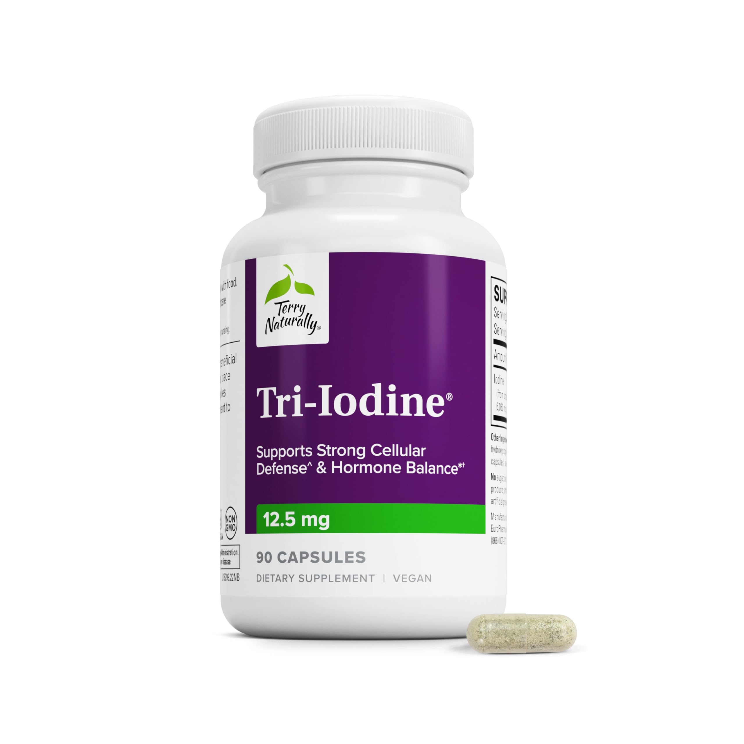 Terry Naturally Tri-Iodine 12.5 mg - Thyroid Health Supplement - 90 Count 90 Count (Pack of 1)