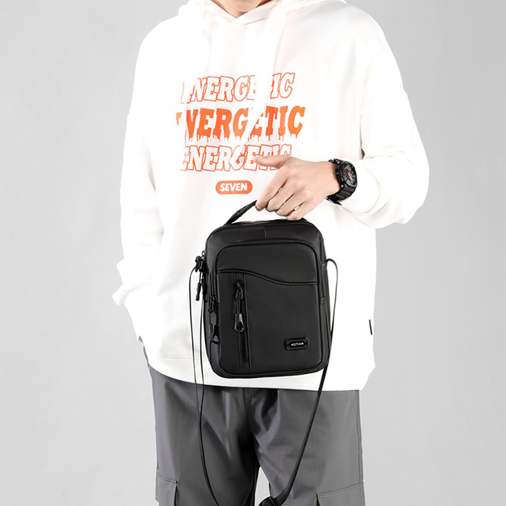 SPAHER Torba Na Ramię Dla Mężczyzn Mała Wielokieszeniowa Torba Na Ramię Mała Wodoodporna Nylonowa Torba Crossbody Z Uchwytem U Góry, Do pracy, Podróży, Codziennego Użytku