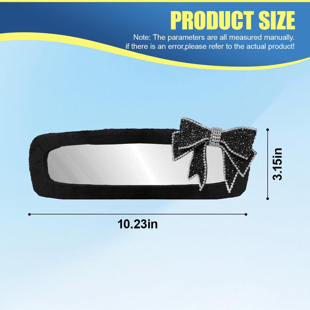 Bling Bow Car Rearview Mirror Cover, Plush Rhinestone Auto Rear View Mirror Elastic Protector, Universal Vehicle Interior Mirrors Edge Decoration Accessory for Cars, SUVs, Trucks (Diamand)