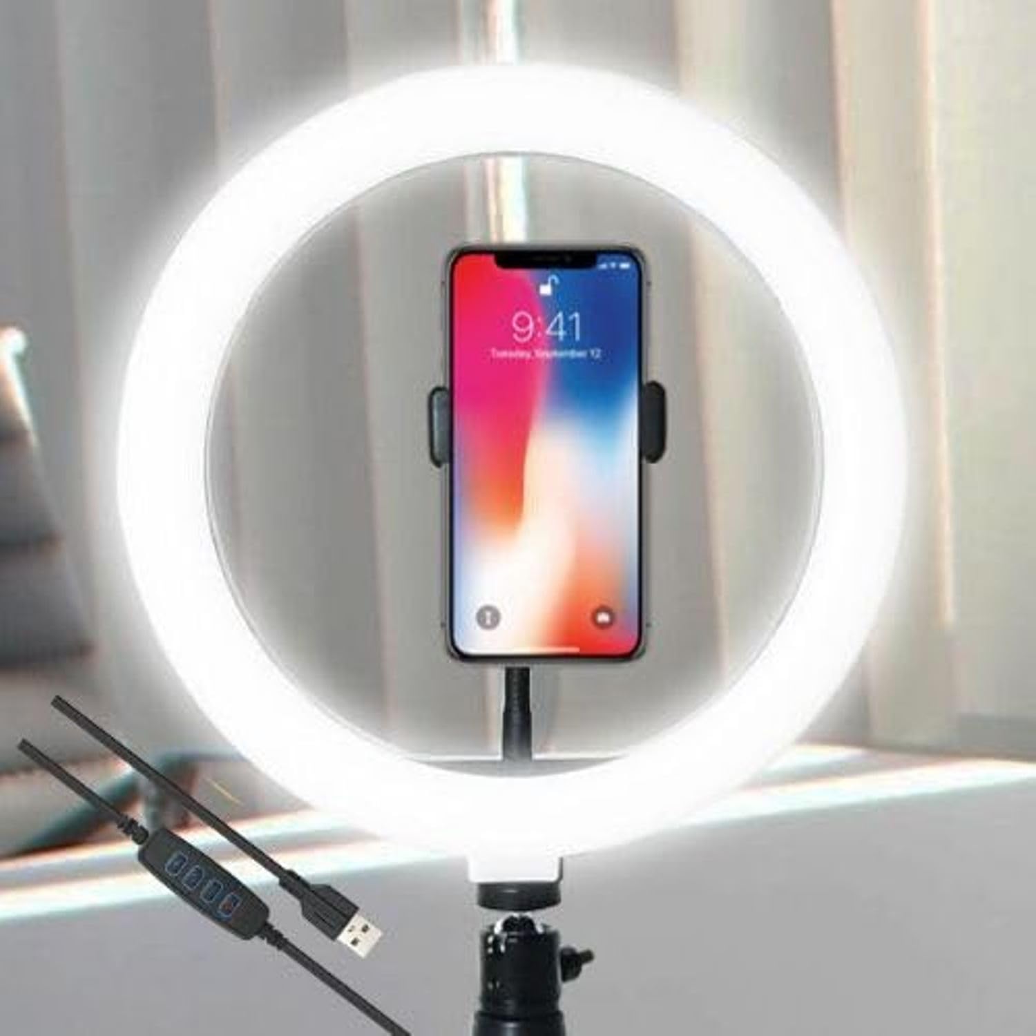 Tnglov LED Ring Light with Flexible Mobile Holder 15 inches | Portable LED Ring Light with 3 Color Modes Dimmable Lighting for Vlogging, You Tube Video,Photo Shoot Live Streaming & Makeup (26cm) (B0D5YVWRZC) Amazon Price History, Amazon Price Tracker
