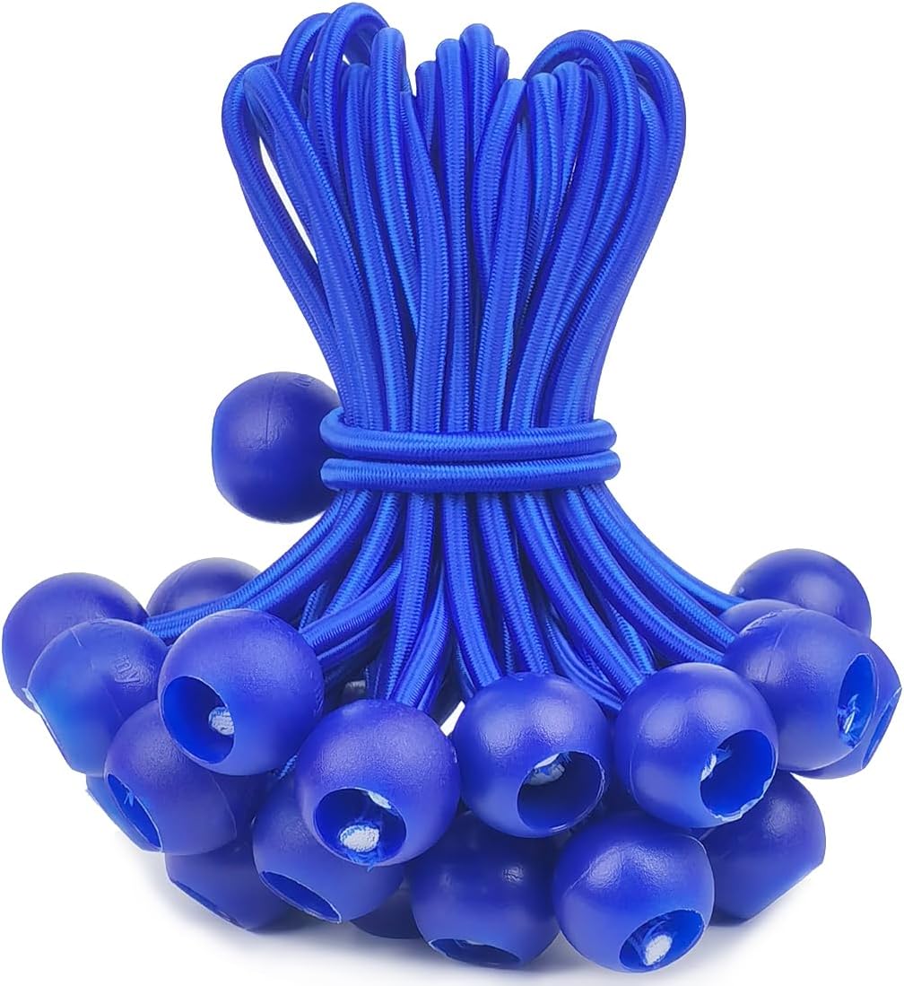 PerkHomy 30 PCS Ball Bungee Cord 6 Inch Heavy Duty Bungie Cord Balls for Tarp Tie Down Canopy Camping Tents Cargo Holding Wire Hoses Patio Umbrellas Awning (30pc Blue)