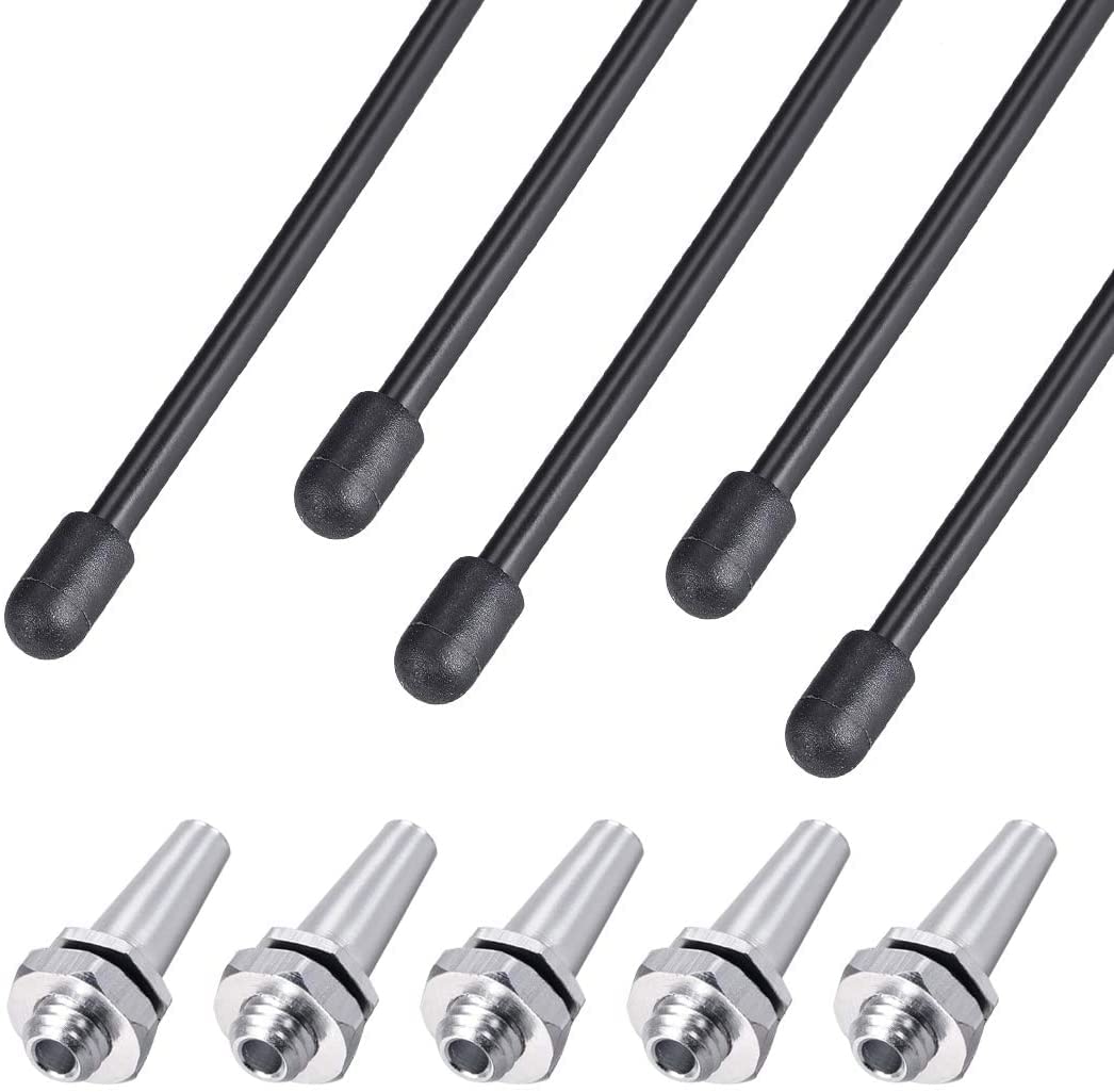 Heyiarbeit RC Antenna Tube Black with Siliver Mount and Cap for RC Boat 5pcs