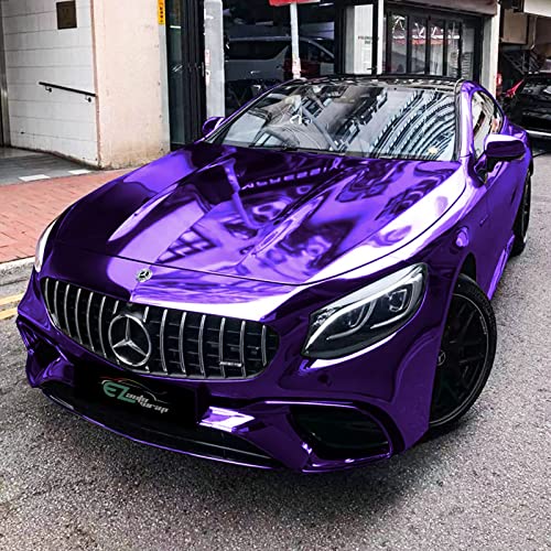 60"X240" (5Ftx20Ft) Supercast Chrome Purple Vinyl Wrap Sticker Car Auto Vehicle Motorcycle Diy Decal Sheet With Air Release Channel Bubble Free Self Adhesive Peel And Stick Free Tool Kit #TOP7