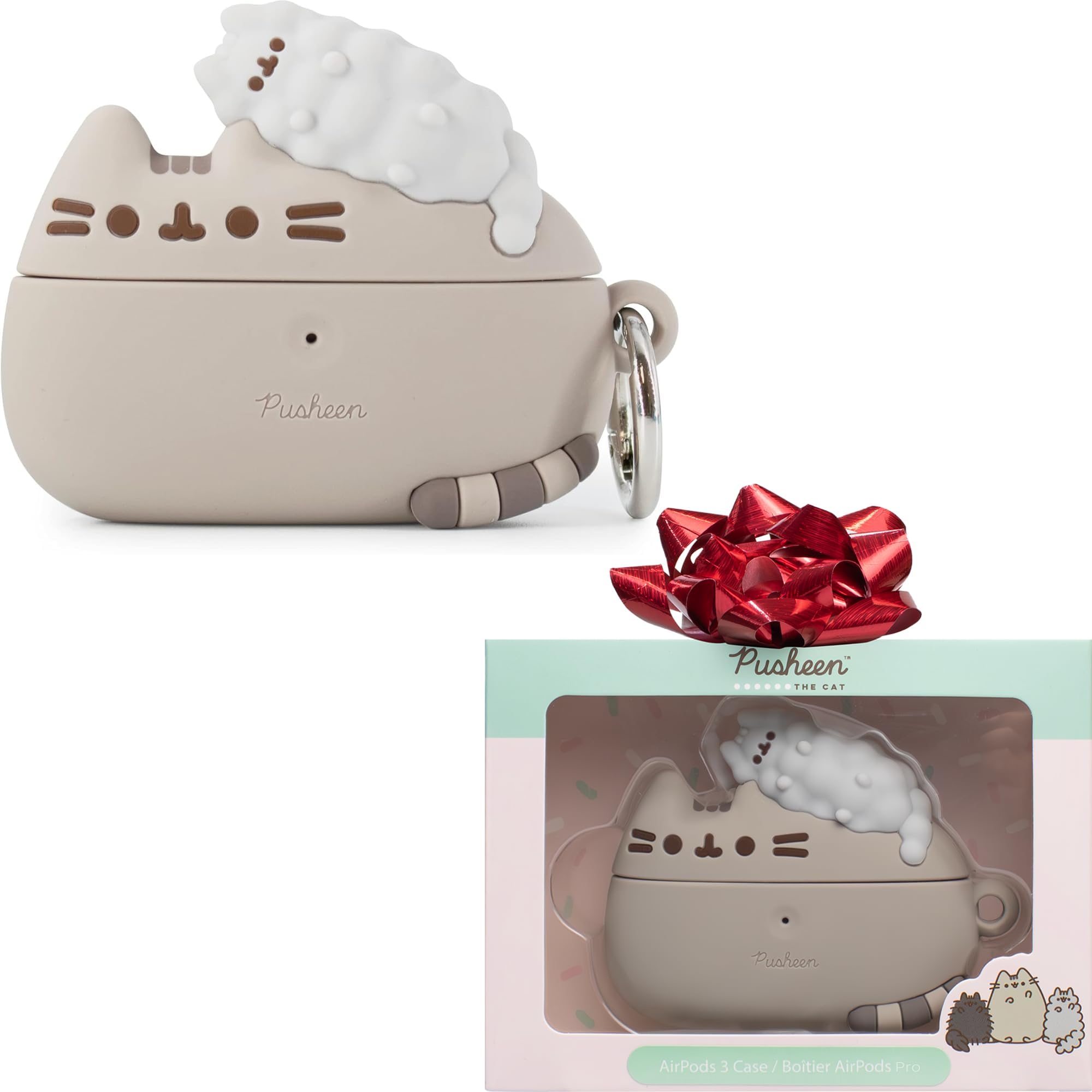 - iFace x Pusheen The Cat [ Compatible with AirPods Pro 1/Pro 2; Not for Pro 3] Cute Case - Silicone Protective Cover [Carabiner Clip Included] [Wireless Charging Compatible] - Pusheen & Stormy
