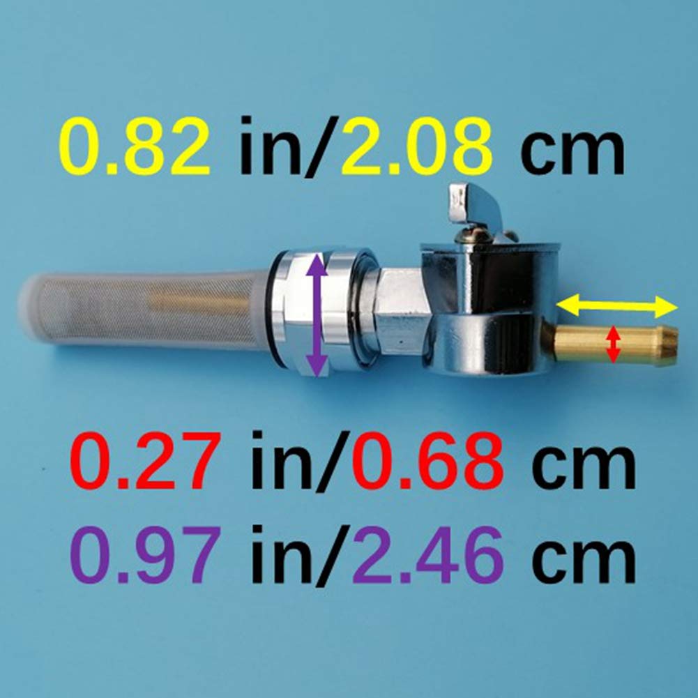 Fuel Cock Petcock Shut Off Valve Gas Tank Switch Compatible with 62163-75 Straight Down Outlet 1" Hose 13/16" Nut Outside Thread New Z467