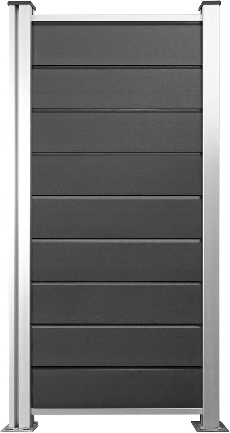 HORI WPC Sichtschutzzaun 180x180cm Anthrazit - XXL Lamellenzaun Ohne Pfosten