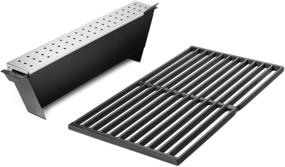 Weber 7563 Gas Grill Smoker Box and Stainless Steel Cooking Grate Insert Fits Genesis 300 Series Gas Grill