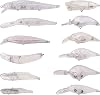 Unpainted Fishing Lures Crankbait Blanks Hard Lures Kit with 3D Eyes Blank Fishing Lure Making Kit Lipless Crankbait Minnow Popper Jerkbait VIB Clear Bodies