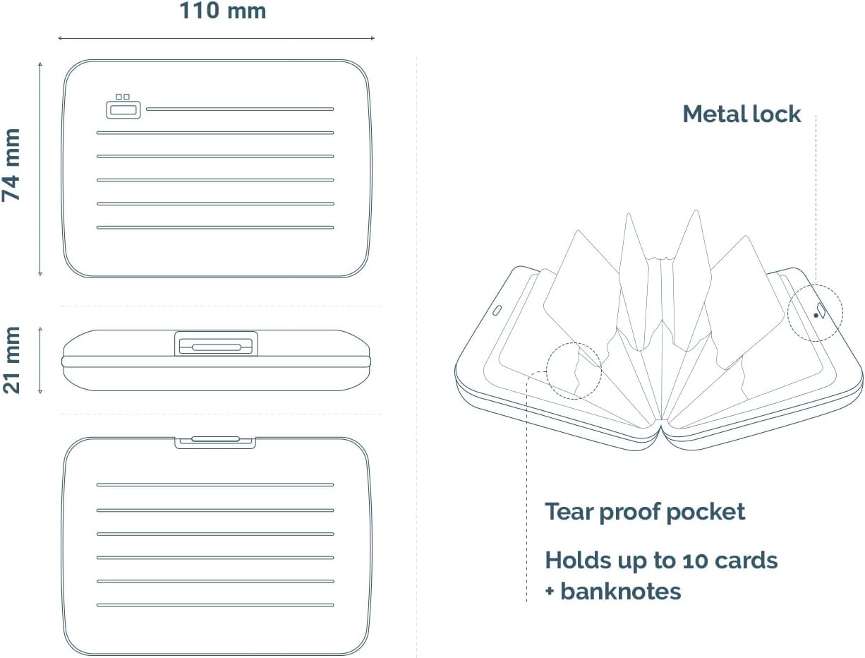 ÖGON -DESIGNS- Aluminum card holder with metal lock, RFID protection against fraud and demagnetization, compact wallet, Smart Case OSLO model - Image 8