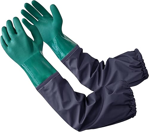 Miniatura 8 de Guantes de estanque de brazo completo con forro de algodón, guantes impermeables extra largos para limpieza de estanquesindustria de maquinaria, 25