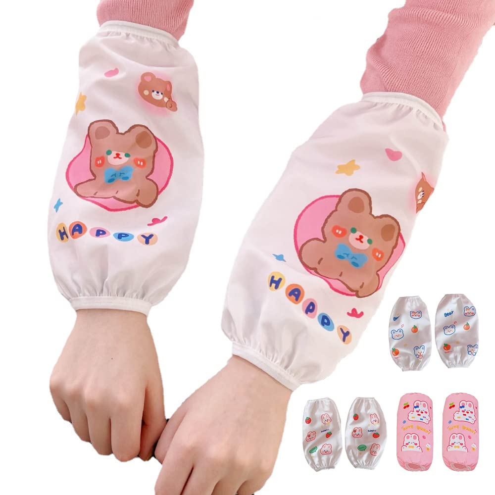 Waterproof Arm Sleeves 4 Pairs Oversleeves Covers Kitchen Arm Sleeves for Women Household Washing Cleaning