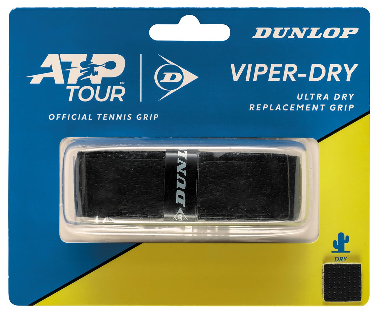 DUNLOP Viper-Dry Tennis Replacement Grip Tape Semi Dry Polyurethane Black