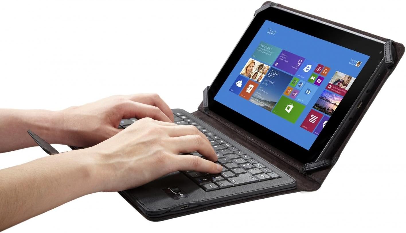 iClever® IC-BKC02 Detachable Folding Wireless Bluetooth Keyboard PU Leather Stand Case Touch Cover Mouse Touchpad for Microsoft Surface, Surface 2 / Surface Rt, RT 2 / Surface Pro, Pro 2 - and Any Other Win8 Windows 8 10.6 inch Tablet