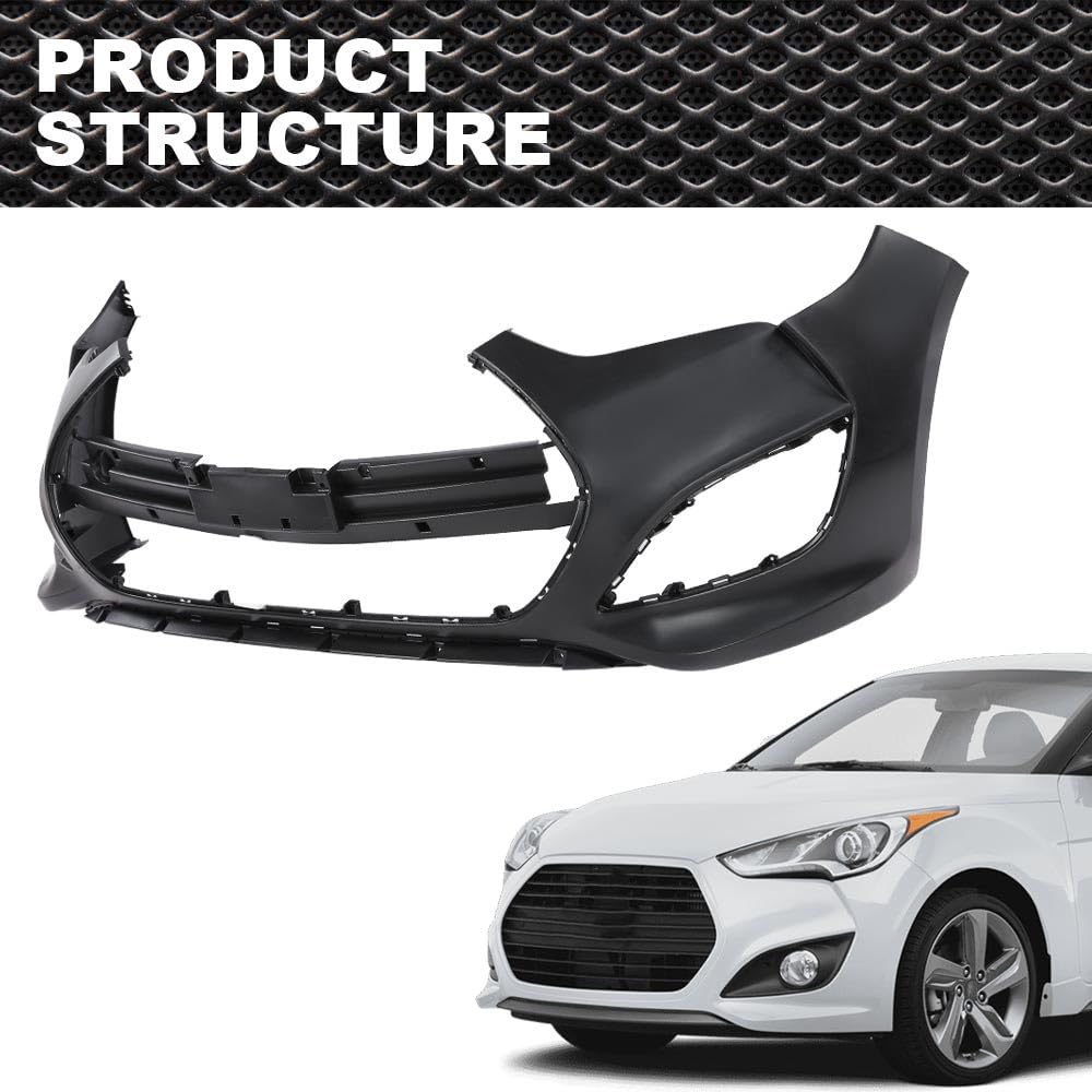CNNELL Front Bumper Cover Compatible with Hyundai Veloster 2013-2017/2014-2017 Veloster Turbo R-Spec, 865112V500 HY1000194