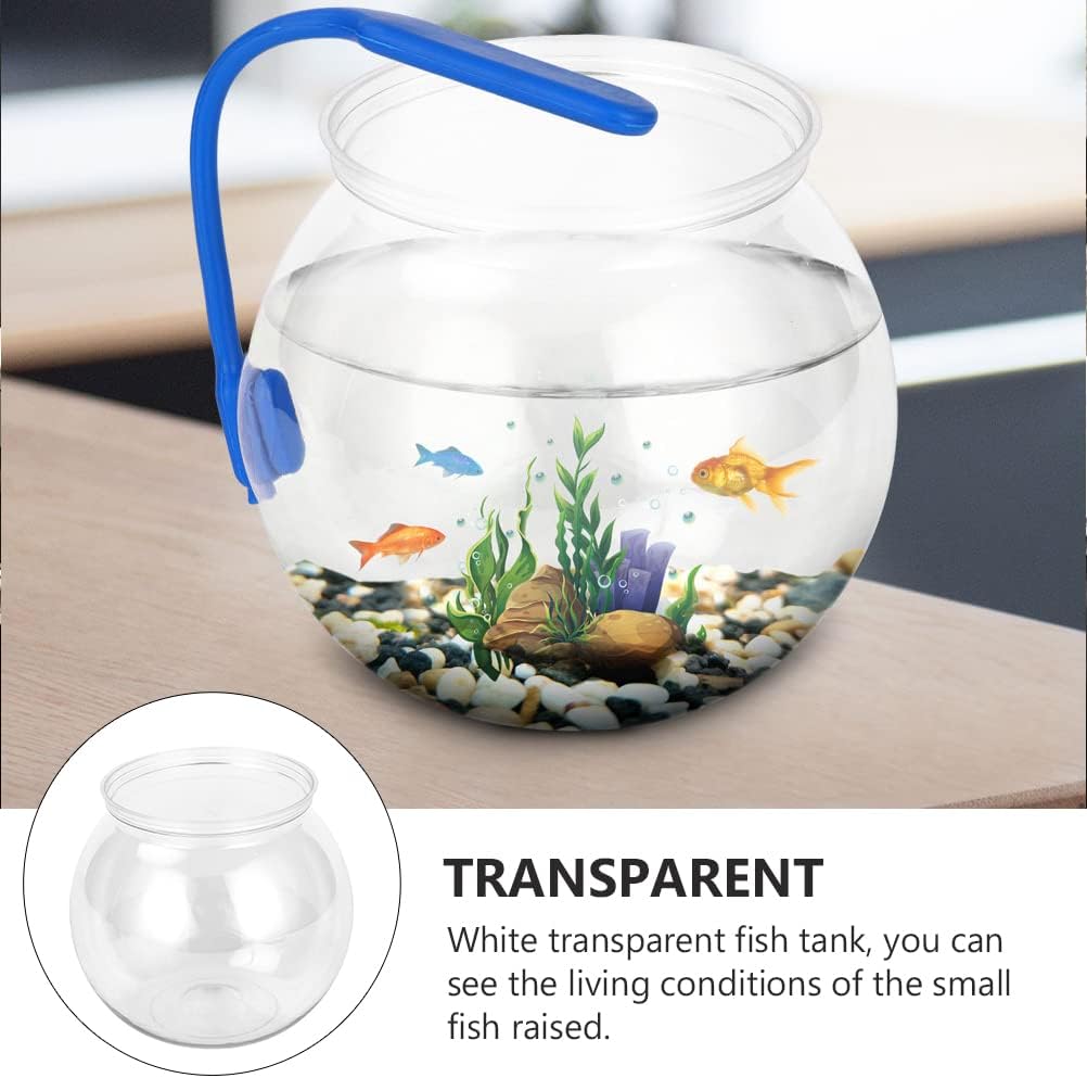 2pcs Small Fish Tank Clear Fish Tank Hydroponics Plant Holder Desktop Small Aquarium Round Household Gold Globe Fish Bowl Landscape Tank Home