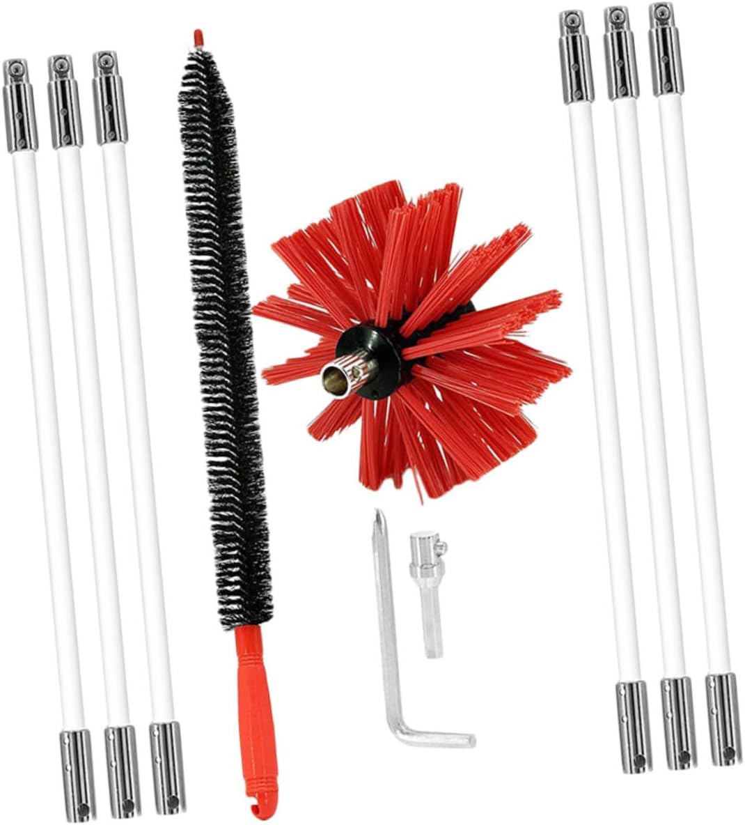 Cabilock Fireplace Brush Cleaning Tool Chimney Vent Brush Kit Extendable Rods for Dryer Venting System Money-Saving DIY