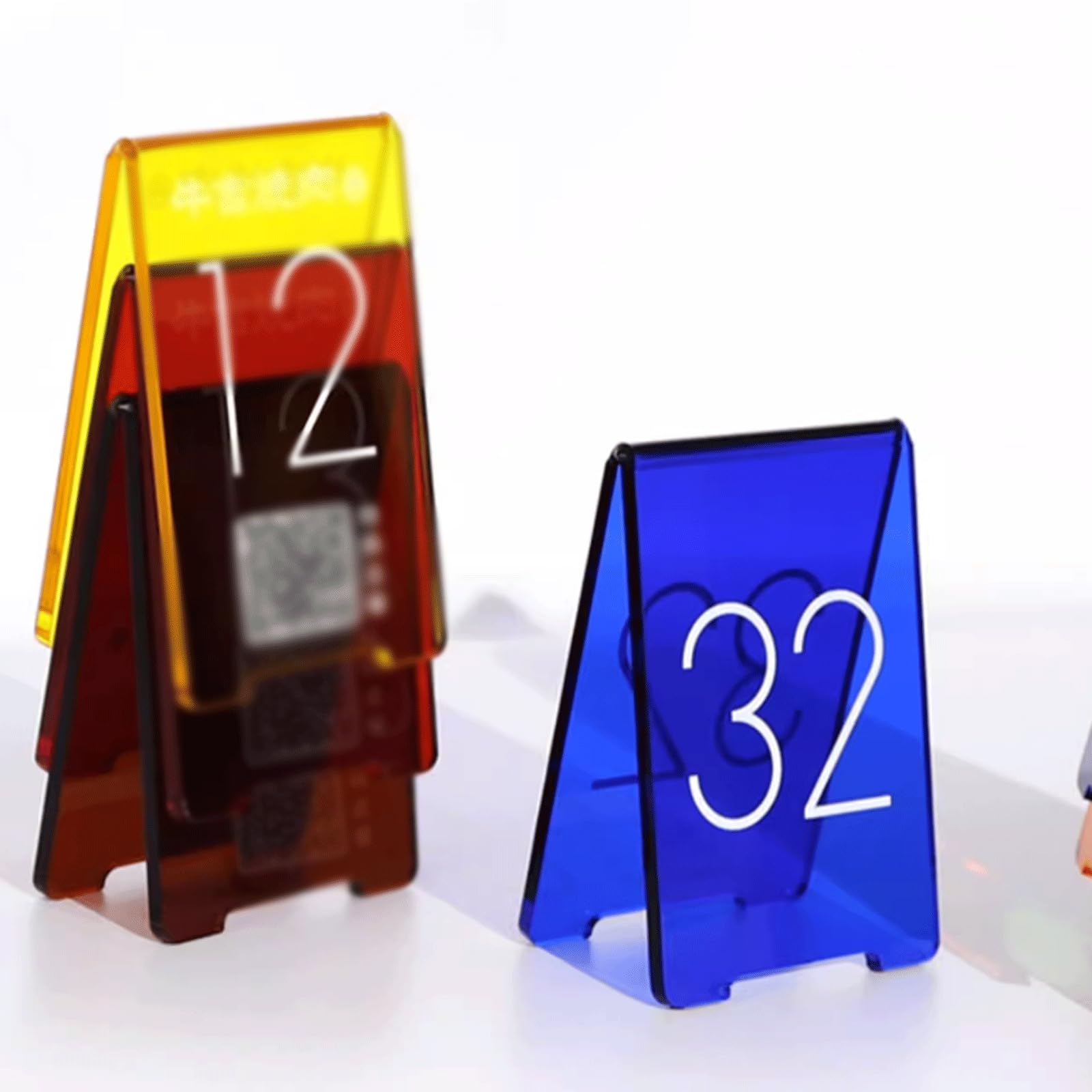 Mini Soporte para Menú De Mesa De Acrílico Translúcido, 6 Piezas, Soporte para Números De Mesa Multicolor, Tarjetas De Lugar Acrílicas para Comedor, Restaurante (Amarillo 13)