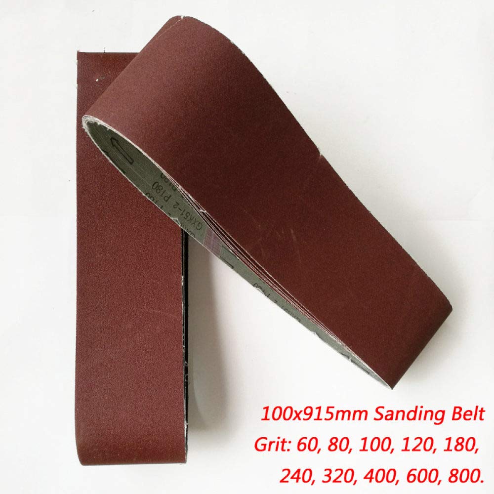 5 piezas de cinta de lijado de 100 * 915 mm * 36 & quot; Pantalla de lijado 100 * 915 Banda abrasiva con ceñidor 60 80100120240600800 Para madera, 5 piezas Grano 600