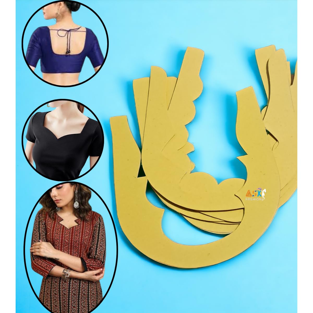 21 Unique Neck Designs Patterns for Blouse/Kurti/Frocks/Sewing/Tailoring/Stencils/Farma/Neck Templates Easy to Draw/Pharma - (21 Full Designs) 4