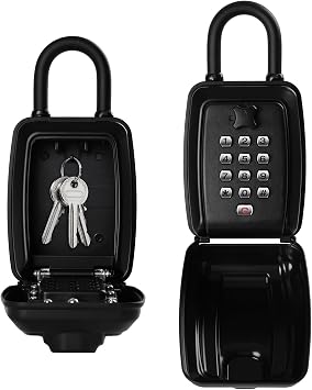 Portable Combination Lock keybox, 9-Digit Keyboard,For House Keys Key Hiders to Hide a Key Outside,Waterproof Key Safe Storage Lock BoxWith Shackle