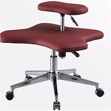 Pingo Cross Leg Chair Office Home Yoga Enthusiast Faux Leather Chairs Ergonomic Kneeling Chair Adjustable Height Rolling Adhd Desk Chair for Adults Color Red