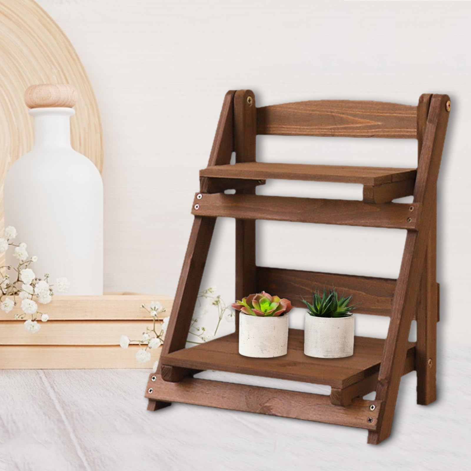 Support pour en bois – Support d'étagère échelle rustique pour