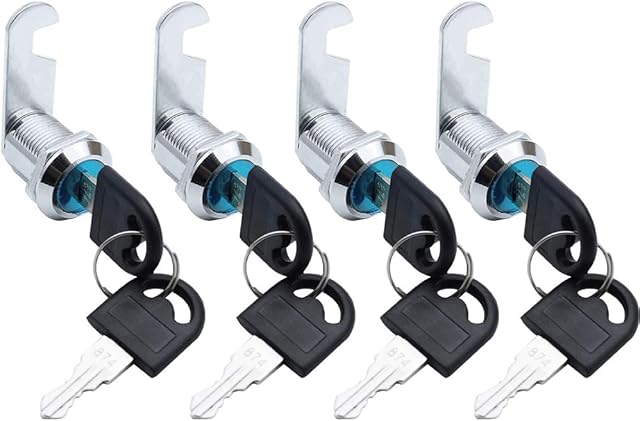 SPTwj 4 Pack Security Mailbox Lock Cabinet Drawer Cam Lock Cylinder 20mm Length Zinc Alloy Cupboard Locker Letter Box Locks Silver(The Key of Each Lock is Different)