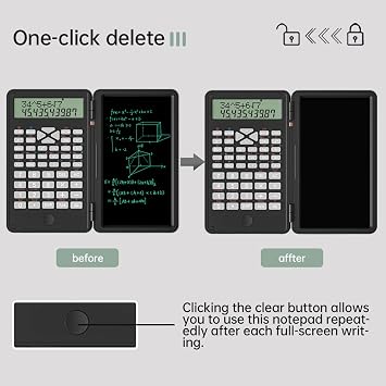 Scientific Calculator with Writing Tablet, Protable Foldable Calculator Notepad 2 in 1 LCD Science Calculator Notepad Professional Financial Calculator for Office Home School Colleage(Black)