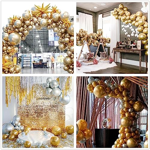Image of 412pcs Metallic Gold Balloon Garland Arch Kit 18 12 10 5 Inch Different Sizes Latex Chrome Balloons for Baby Shower Birthday Graduation Wedding Anniversary Celebration Party Decoration