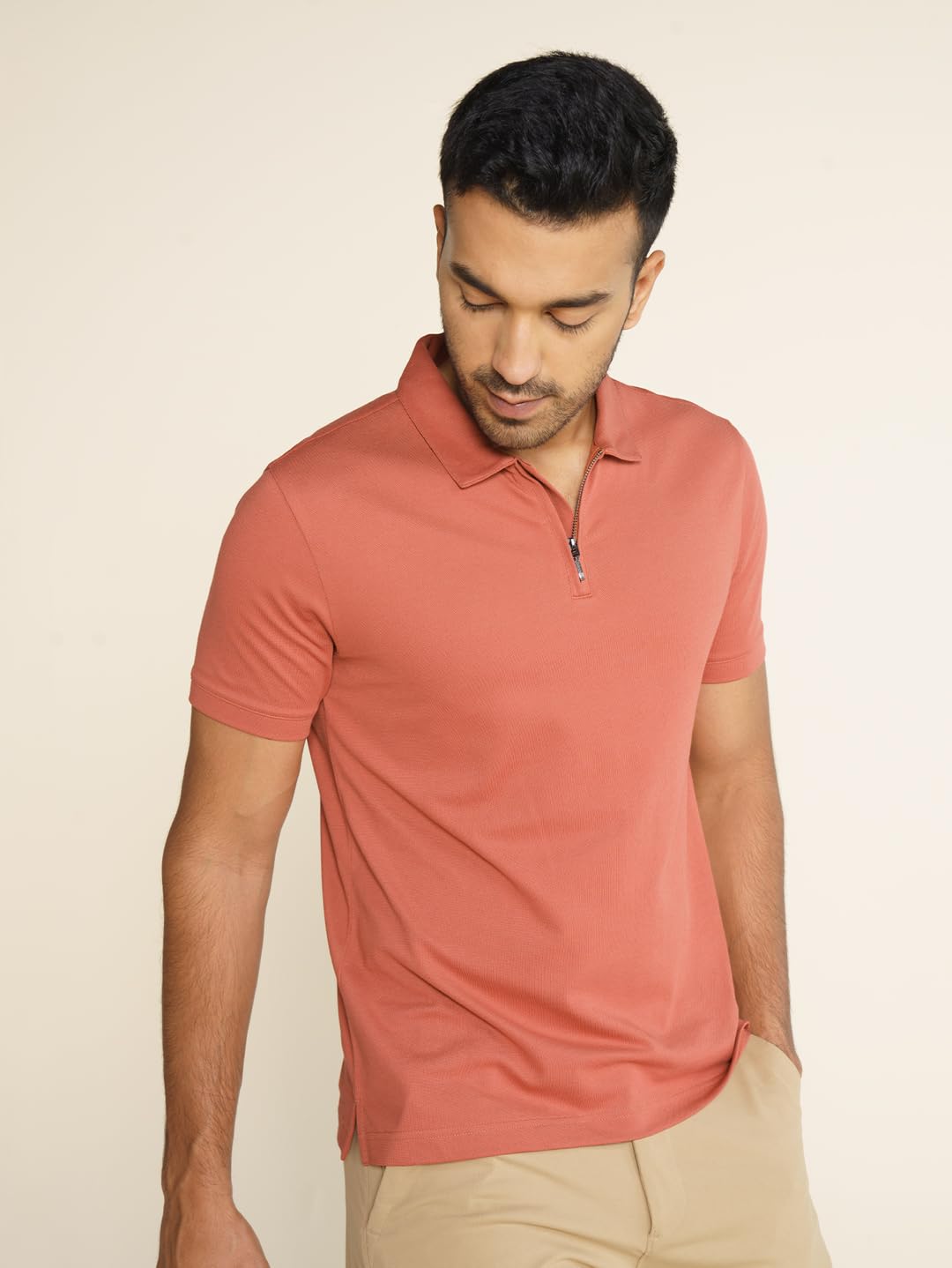 DAMENSCH Men's Constant All Degree Regular Fit Zip-up Polo - Canyon Brown - Large 3