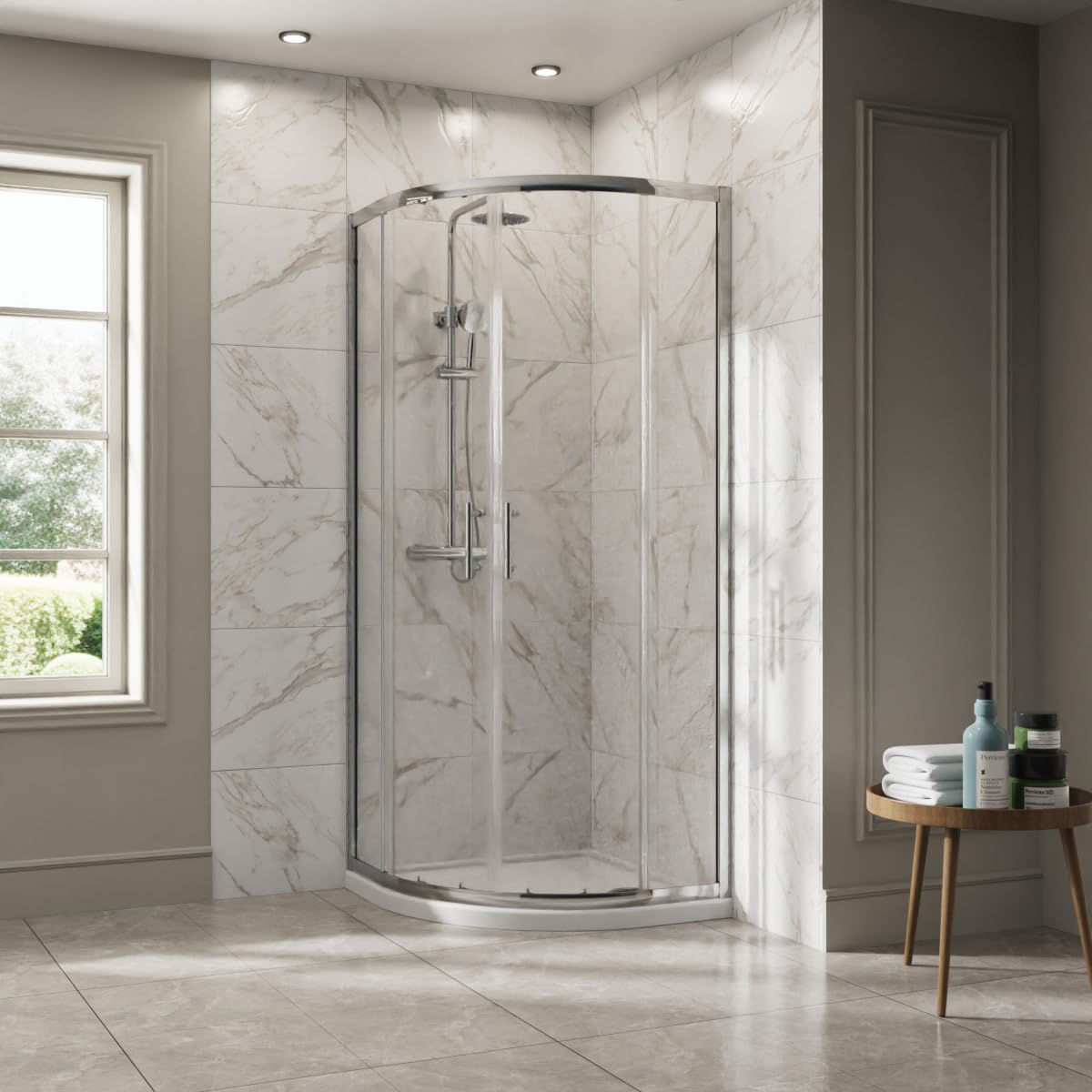 Nrg Chrome 700 X 700Mm Framed Quadrant Shower Enclosure Sliding Door For Wet Room Cubicle Enclosures