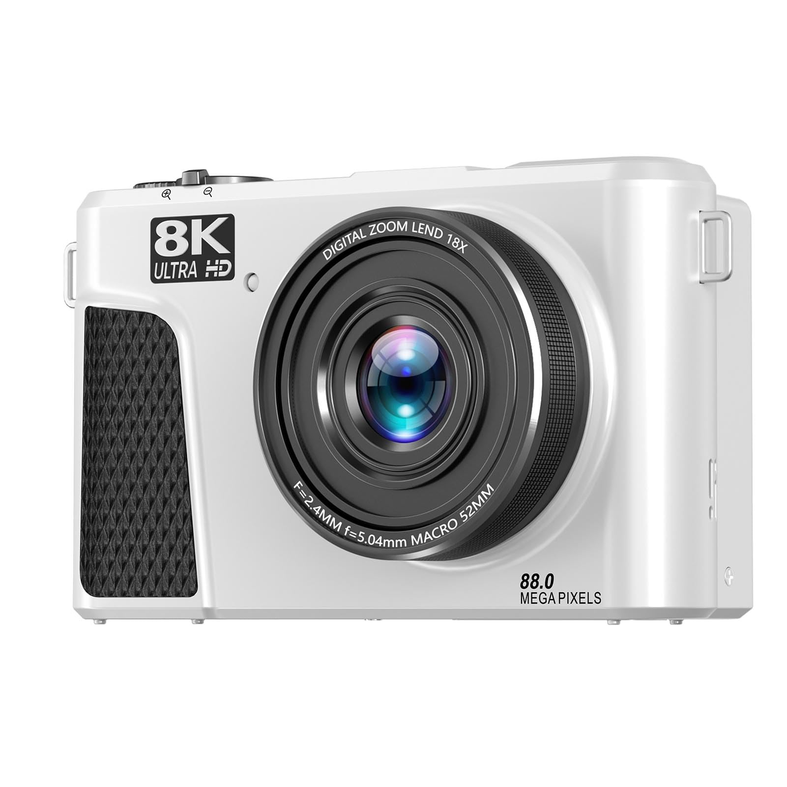 Goshyda Cámara Digital de 8k, Cámara UHD de 88MP con Control WiFi, Cámara de Zoom de 18x para Vlogging con Pantalla de Flip de 3 Pulgadas de 180 °, Enfoque Automático para Video de (White)