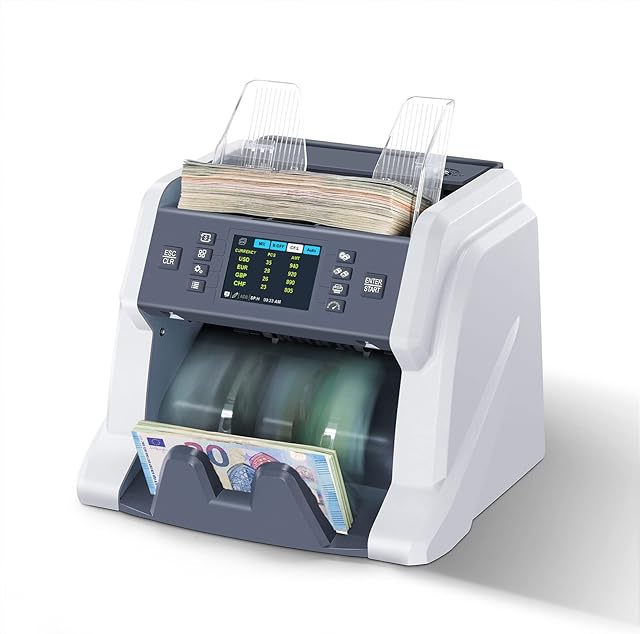 RIBAO BC-40 Banknote Counter&Currency Detector, Money Counter Machine, Cash Value Count 4 Currencies, CIS/UV/MG/IR Counterfeit Detection, 2 Year Warranty