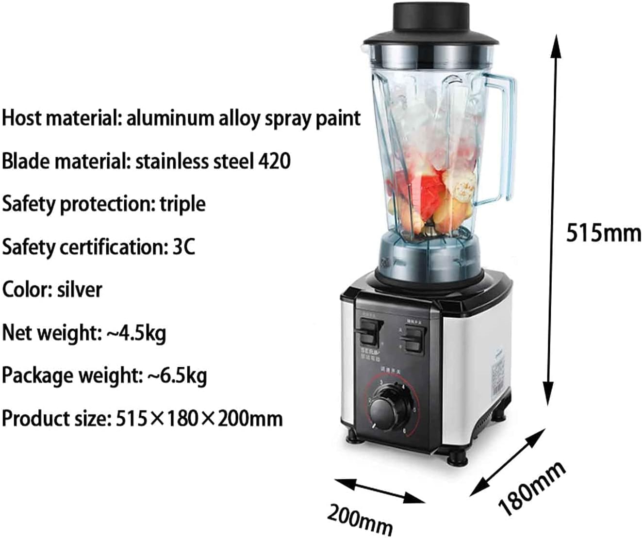 Crushed Ice Soy Milk Smoothie Maker, Smoothie Maker Commercial Juicer 1050W Professional Kitchen Blender Juicer for Milk Tea Shop, Coffee Shop(