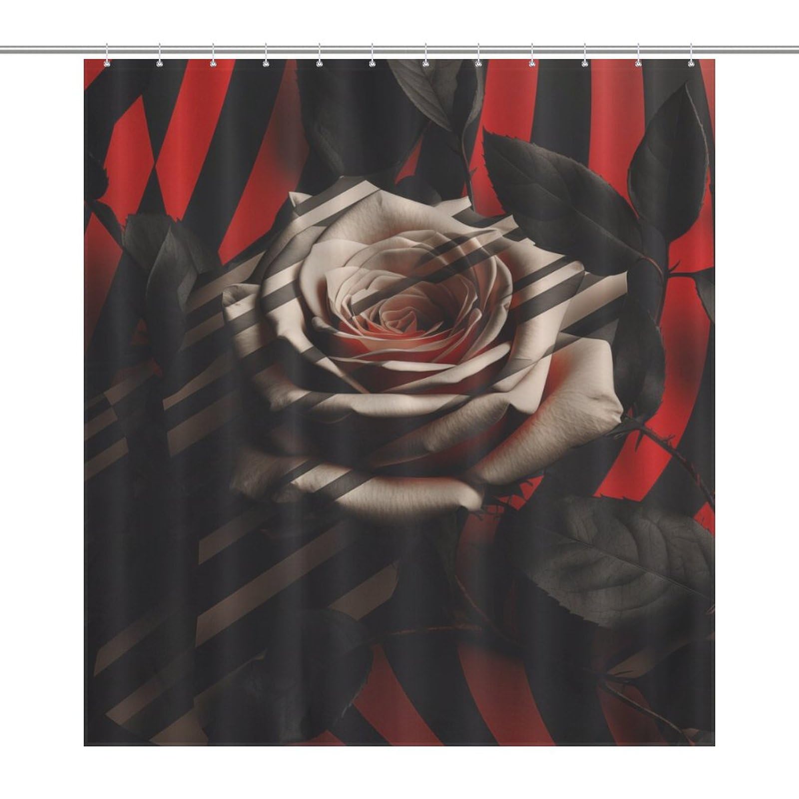 Rideau de douche polyester Roselove imperméable rayures 168x183cm