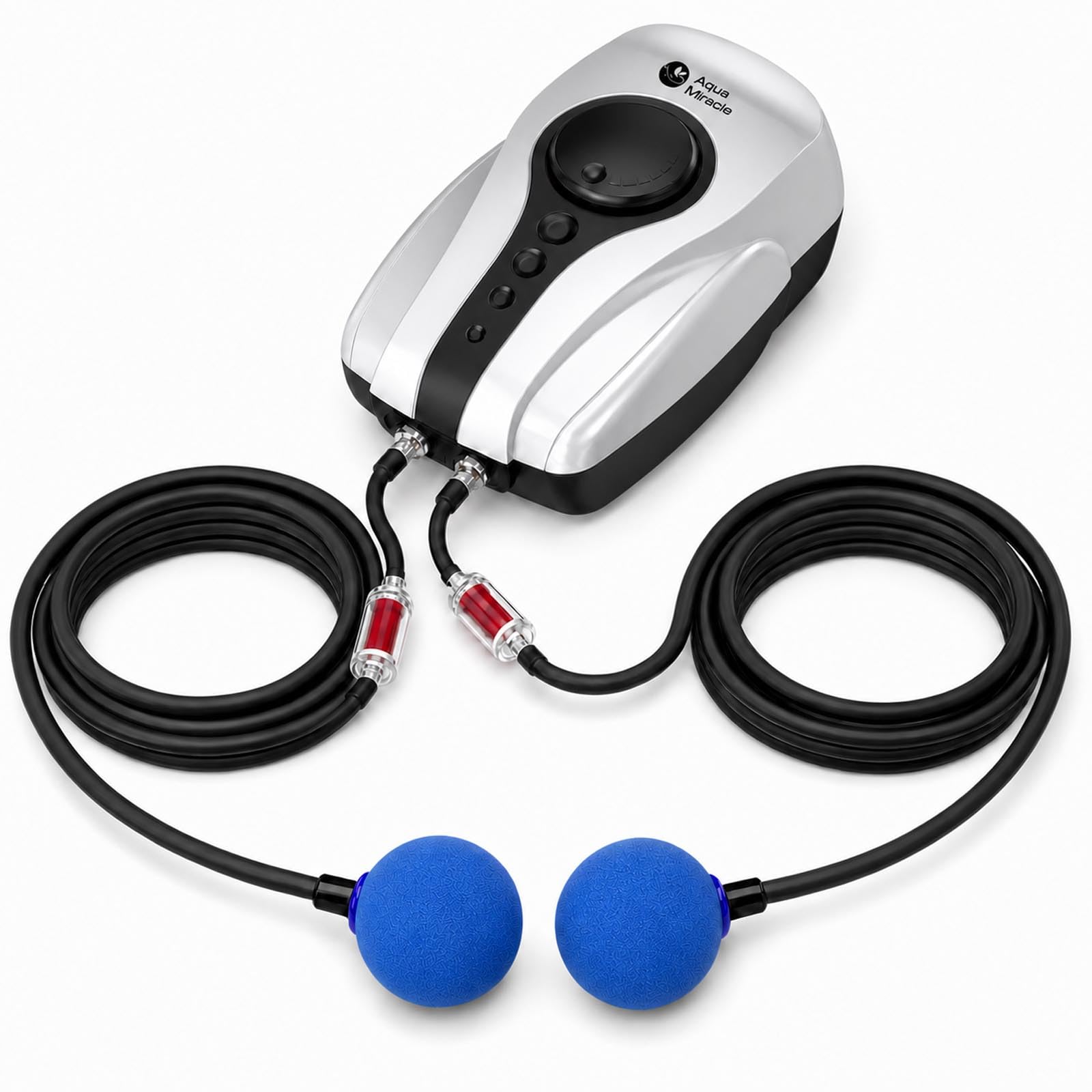 AquaMiracle® Bomba de aire para estanque, aireador de estanque Koi para estanque de hasta 2000 galones, kit de aireación multifunción con 2 y 4 salidas de tubo de aire con válvulas de retención