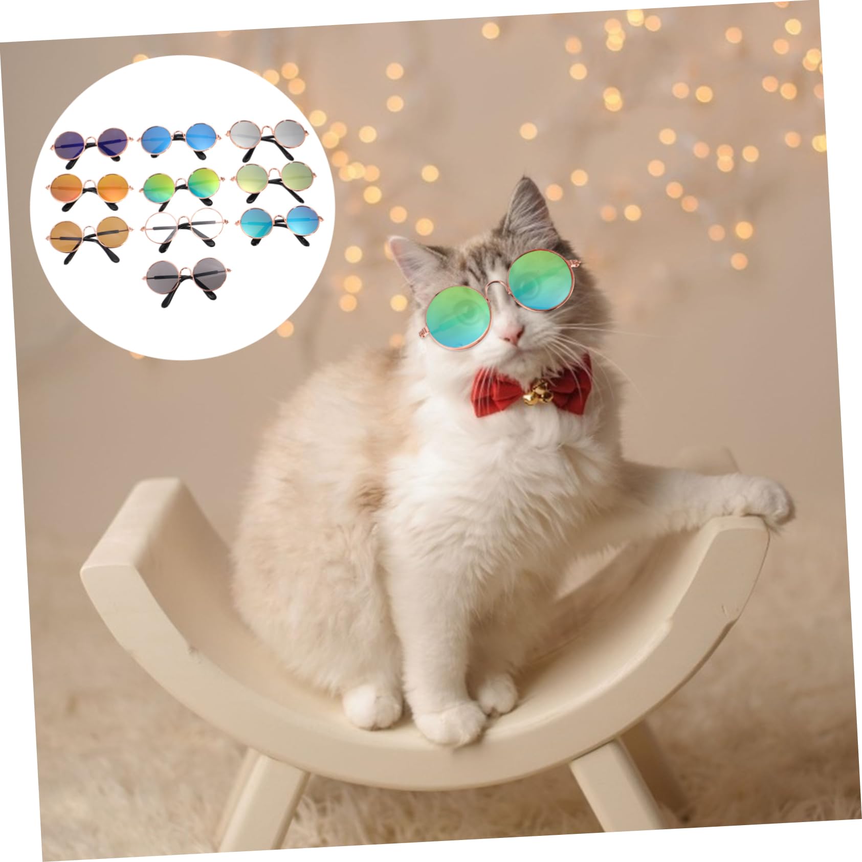 Yardwe Dog Sunglasses Medium Breed 10pcs Pet Glasses for Dogs Cats Round Lens Props