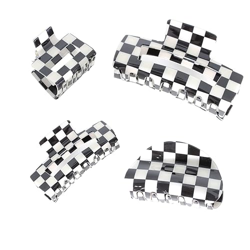 BetterJonny - 4 pinzas para el cabello a cuadros, bonitos pasadores cuadrados antideslizantes para el cabello, accesorios para el cabello para niñas