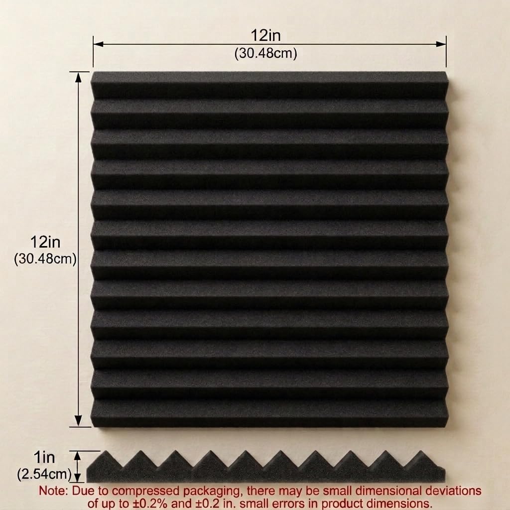 96 Pack Medium Sale Acoustic Foam Soundproof Foam(Accompanied By Double-Sided Adhesive Tape) (96 Black)