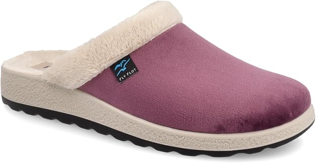 CIABATTA DA DONNA IN MICROFIBRA E PELUCHE Blu - Fly Flot Inverno - Bio style