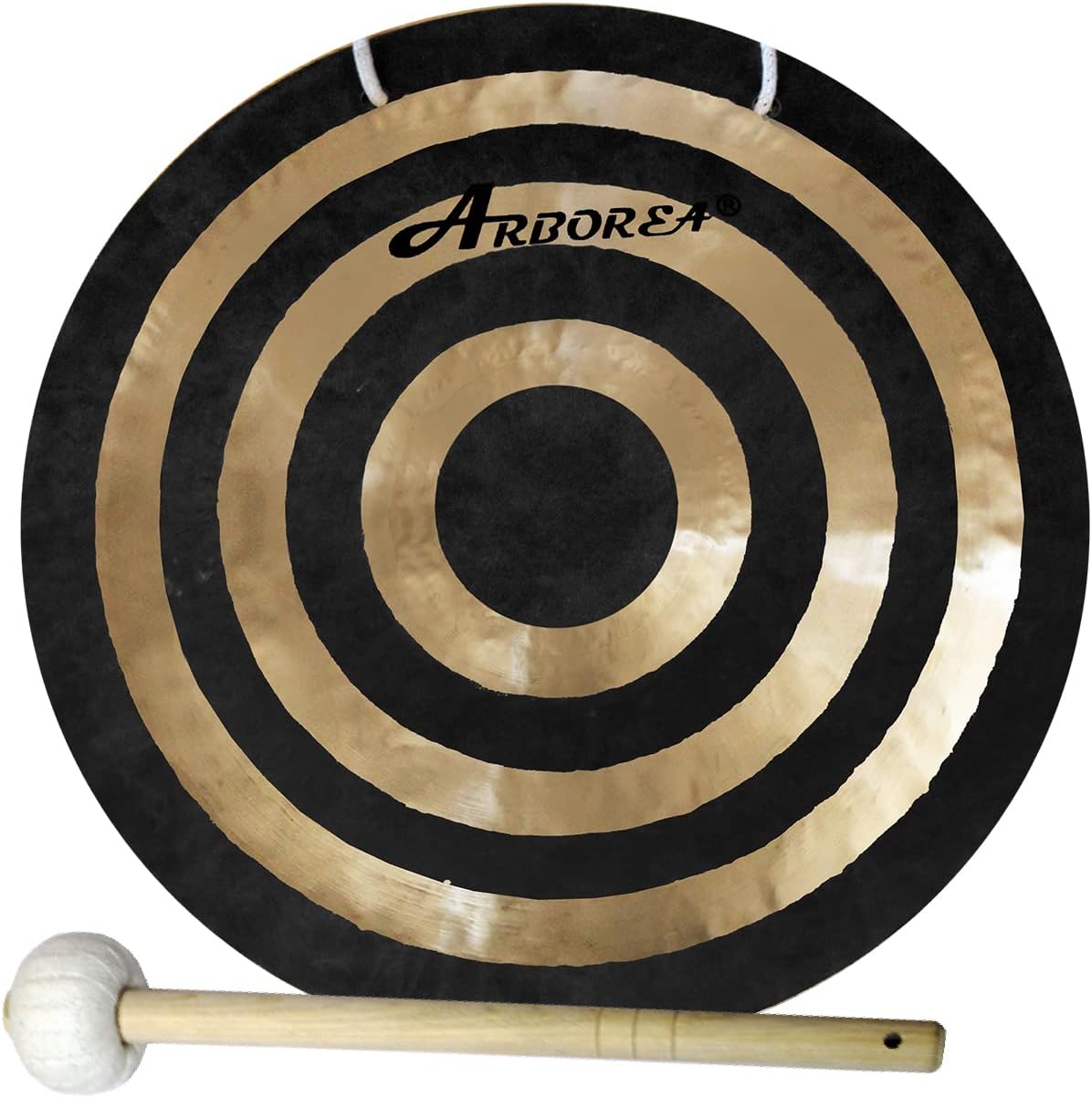 Arborea 20"Large Sun Wind Gong with Gong Mallet and Hanging String Authentic Chinese Hand Gong Sound Great for Sound Healing and Therapy