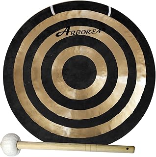 Arborea Sun Wind Gong for Sound Healing 16 Inch Beautiful and Calming Gong Sound with Mallet and Hanging String Authentic Chinese Gong